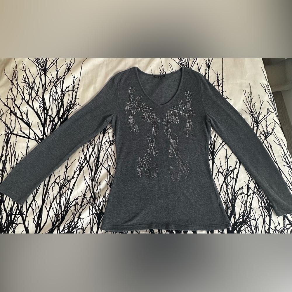 Alberto Makali lightweight embellished sweater, charcoal, medium
